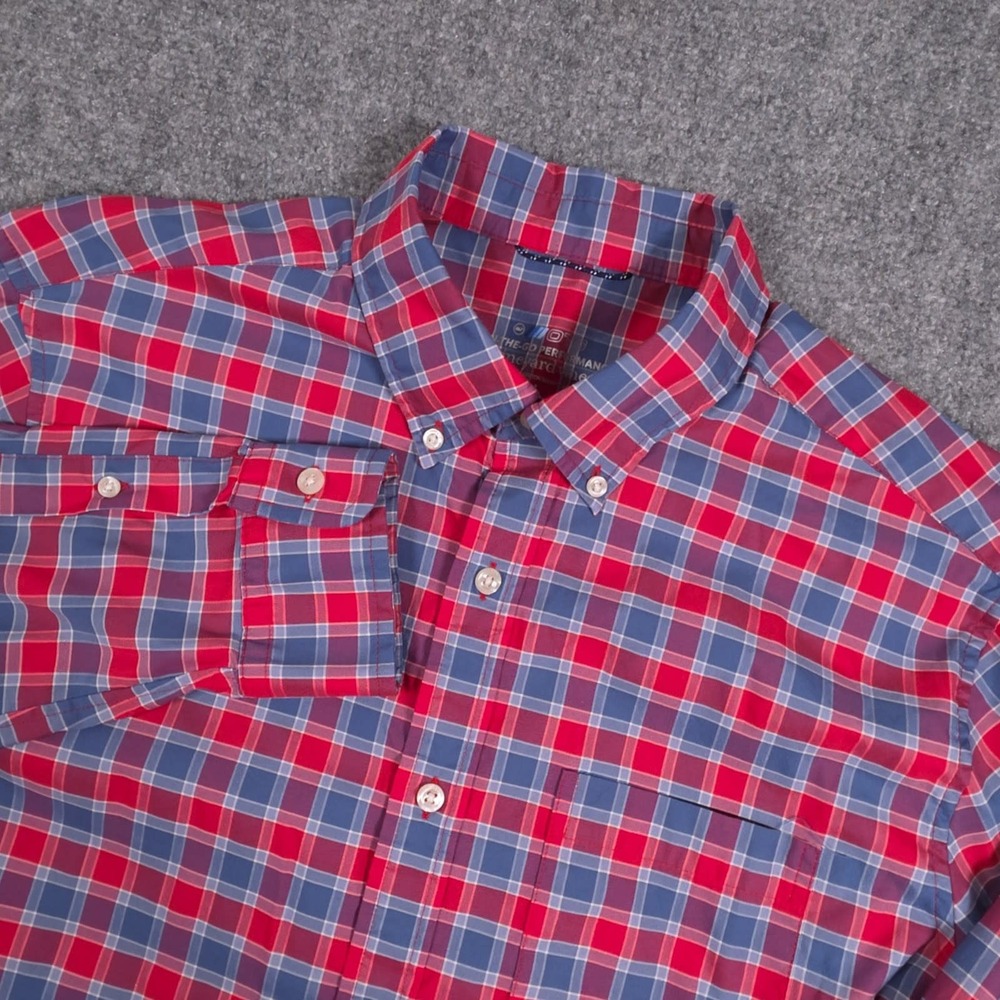 Vineyard Vines On-The-Go Performance Shirt Mens Large Red Plaid Stretch Brrr
